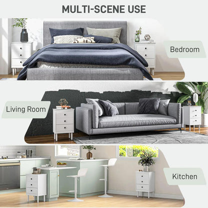 HOMCOM Set of Two Three-Drawer Bedside Tables - White Additional View 6
