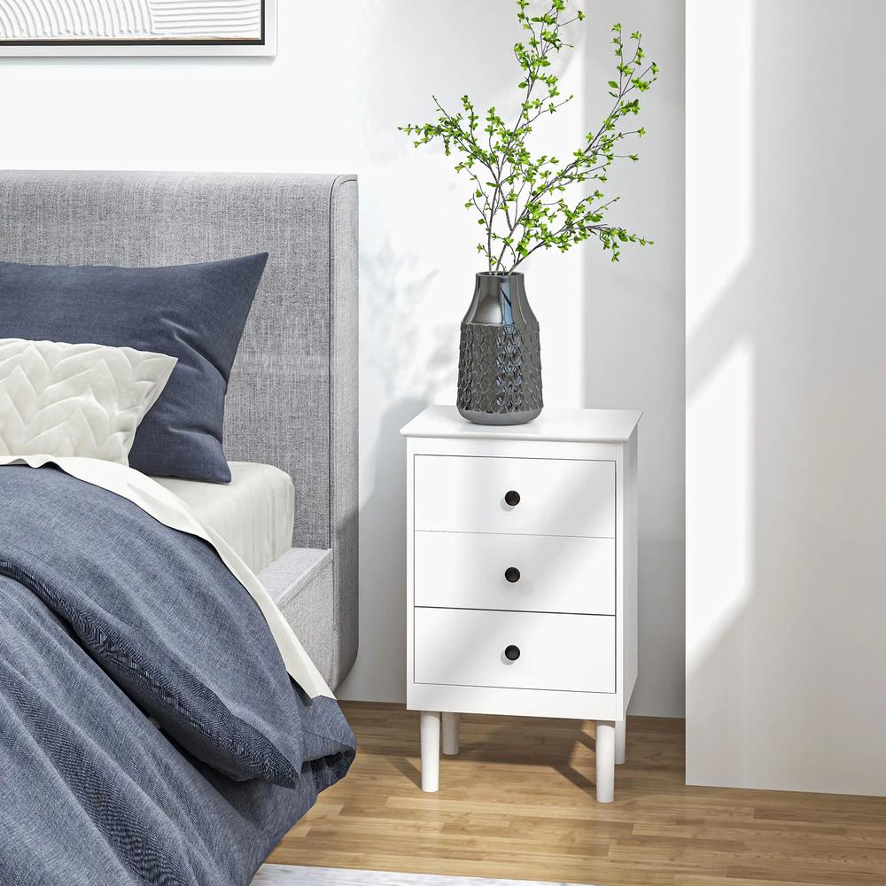HOMCOM Set of Two Three-Drawer Bedside Tables - White Additional View 9