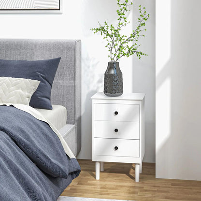 HOMCOM Set of Two Three-Drawer Bedside Tables - White Additional View 9