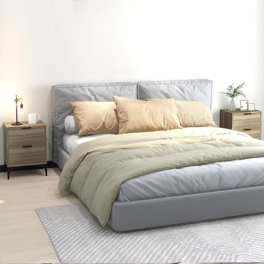 HOMCOM Set of Two Wood Effect Bedside Tables Additional View 2