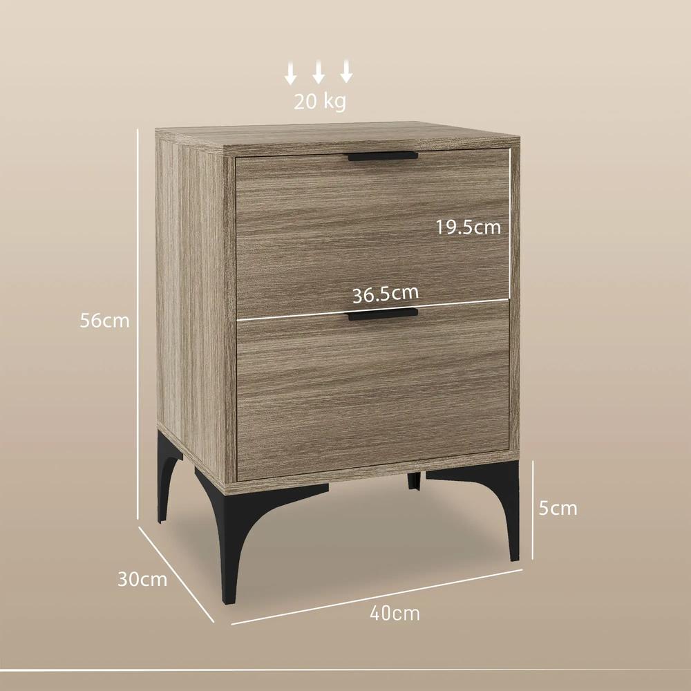 HOMCOM Set of Two Wood Effect Bedside Tables Additional View 3