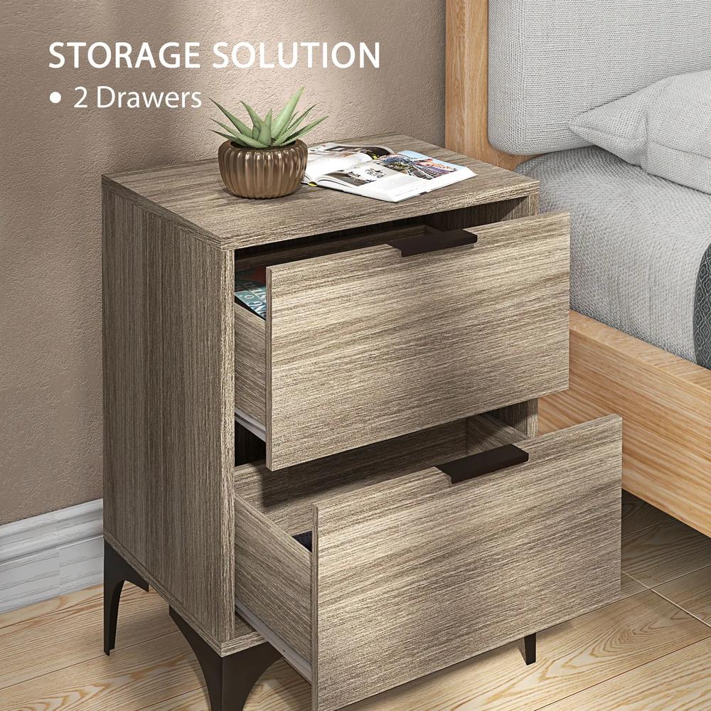 HOMCOM Set of Two Wood Effect Bedside Tables Additional View 5
