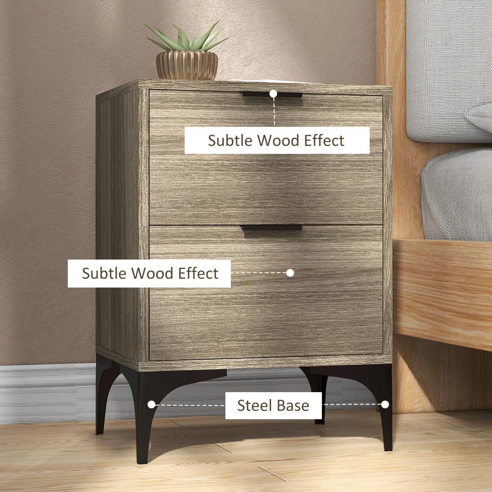 HOMCOM Set of Two Wood Effect Bedside Tables Additional View 6