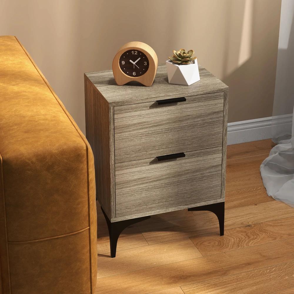 HOMCOM Set of Two Wood Effect Bedside Tables Additional View 7