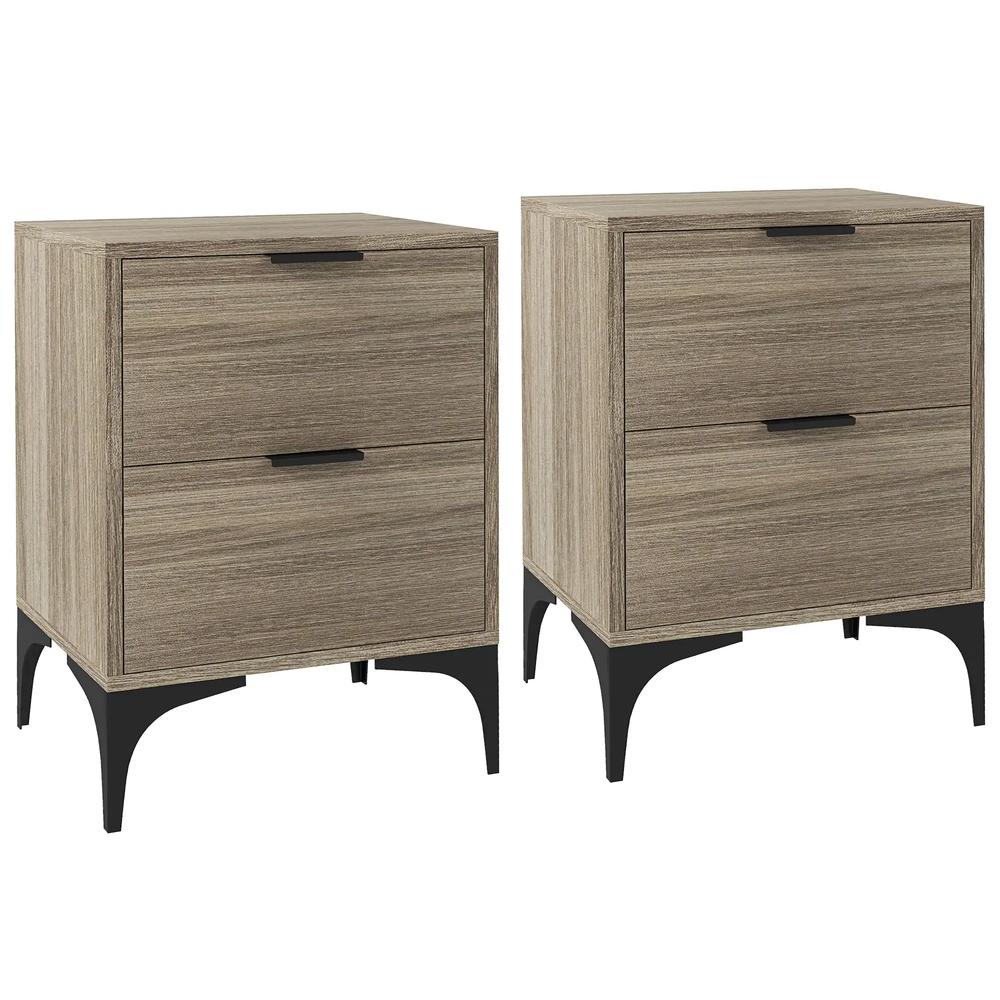 HOMCOM Set of Two Wood Effect Bedside Tables