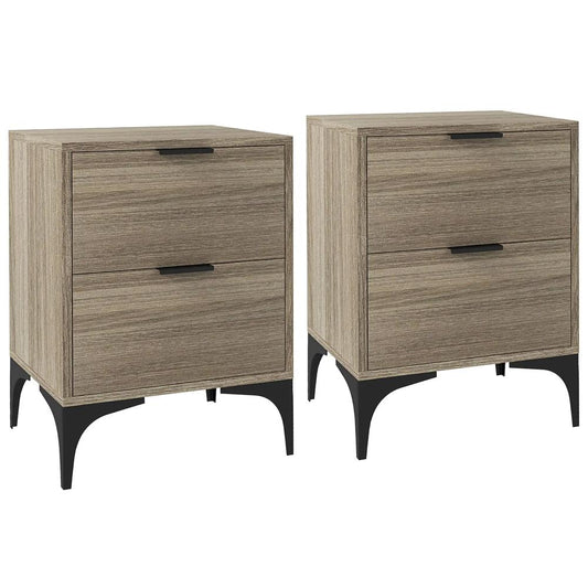 HOMCOM Set of Two Wood Effect Bedside Tables