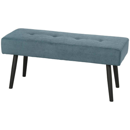 HOMCOM Upholstered Bedroom Entryway Bench, Modern Corduroy Tufted End of Bed Bench with Padded Seat and Steel Legs, Blue Additional View 15