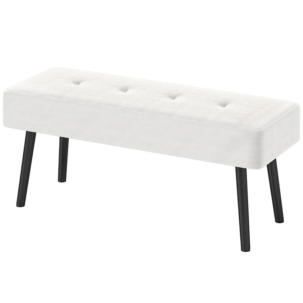 HOMCOM End of Bed Bench, Corduroy Bedroom Bench with Thick Padding and Steel Legs, Tufted Window Seat for Entryway, Living Room Additional View 13