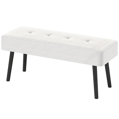 HOMCOM End of Bed Bench, Corduroy Bedroom Bench with Thick Padding and Steel Legs, Tufted Window Seat for Entryway, Living Room Additional View 13