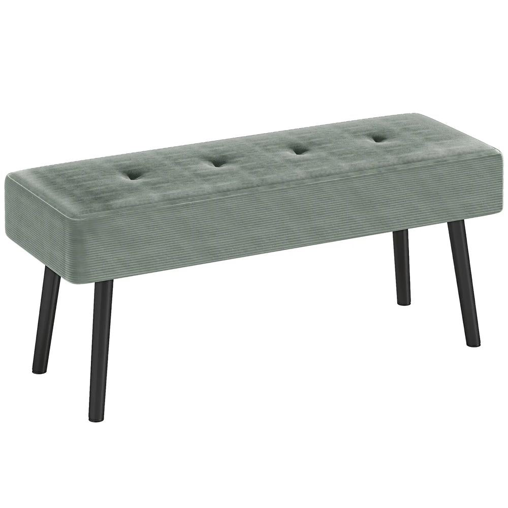 HOMCOM End of Bed Bench, Corduroy Bedroom Bench with Thick Padding and Steel Legs, Tufted Window Seat for Entryway, Living Room Additional View 14