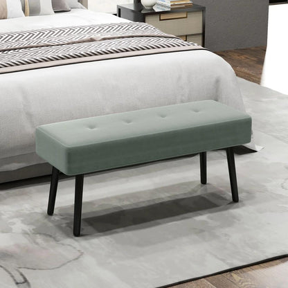 HOMCOM End of Bed Bench, Corduroy Bedroom Bench with Thick Padding and Steel Legs, Tufted Window Seat for Entryway, Living Room Additional View 15