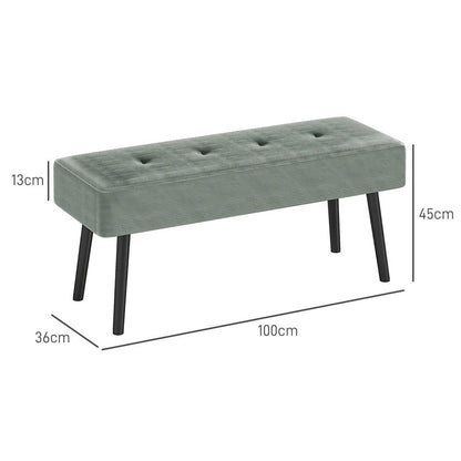 HOMCOM End of Bed Bench, Corduroy Bedroom Bench with Thick Padding and Steel Legs, Tufted Window Seat for Entryway, Living Room Additional View 16