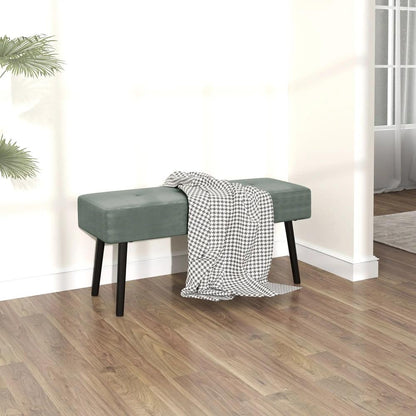 HOMCOM End of Bed Bench, Corduroy Bedroom Bench with Thick Padding and Steel Legs, Tufted Window Seat for Entryway, Living Room Additional View 20
