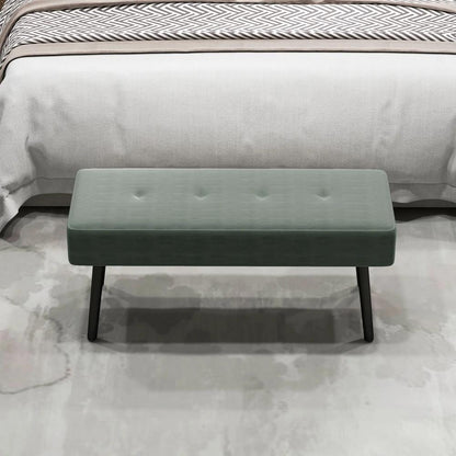 HOMCOM End of Bed Bench, Corduroy Bedroom Bench with Thick Padding and Steel Legs, Tufted Window Seat for Entryway, Living Room Additional View 21