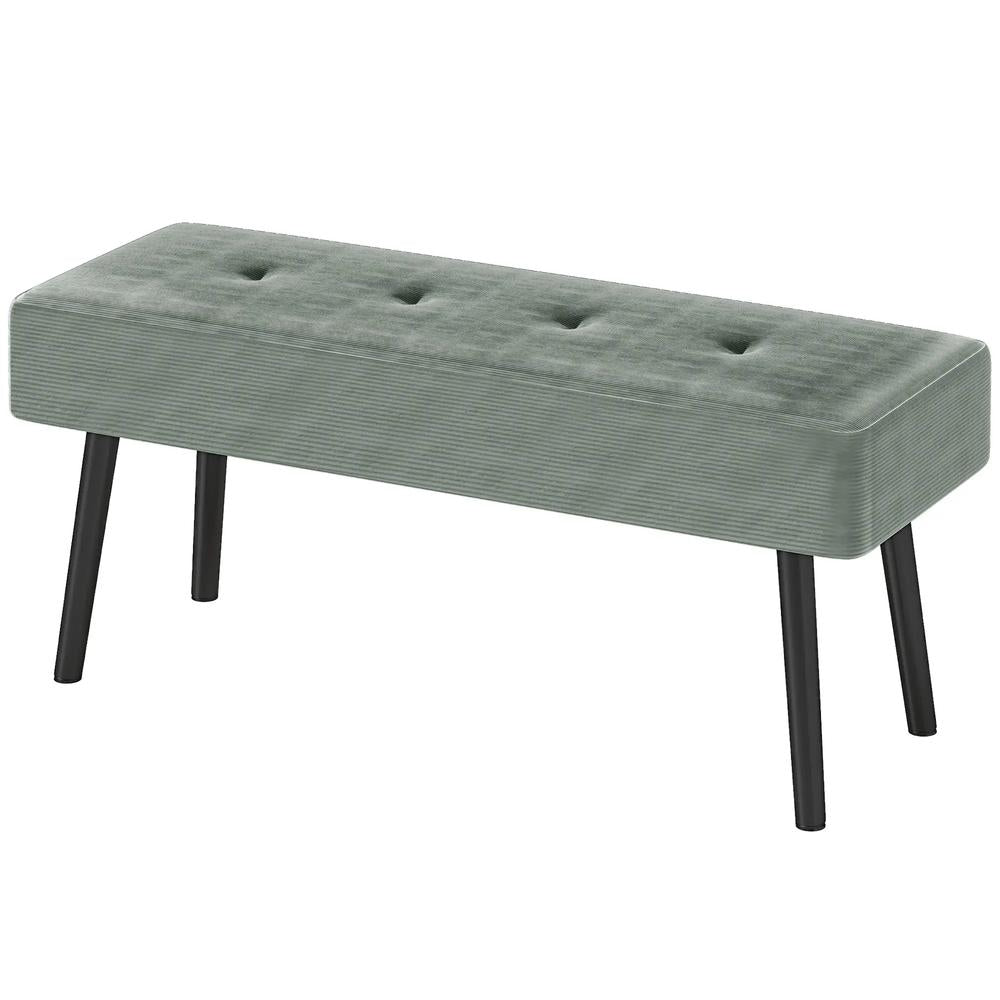 HOMCOM End of Bed Bench, Corduroy Bedroom Bench with Thick Padding and Steel Legs, Tufted Window Seat for Entryway, Living Room Additional View 24