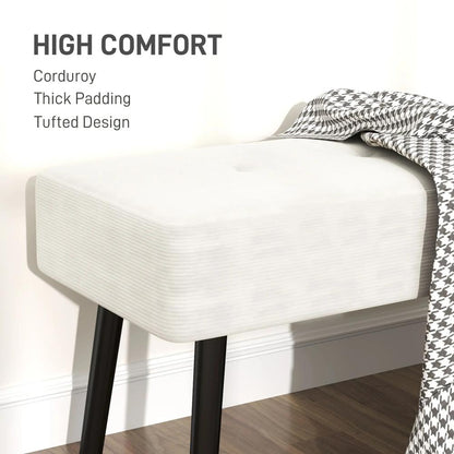 HOMCOM End of Bed Bench, Corduroy Bedroom Bench with Thick Padding and Steel Legs, Tufted Window Seat for Entryway, Living Room Additional View 4
