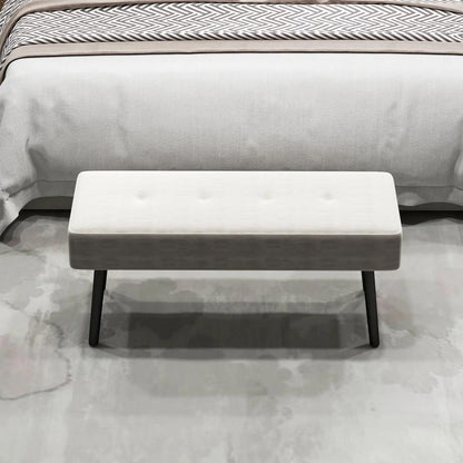 HOMCOM End of Bed Bench, Corduroy Bedroom Bench with Thick Padding and Steel Legs, Tufted Window Seat for Entryway, Living Room Additional View 8