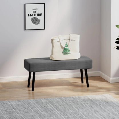 HOMCOM End of Bed Bench, Corduroy Bedroom Bench with Thick Padding and Steel Legs, Tufted Window Seat for Entryway, Living Room, Grey Additional View 10