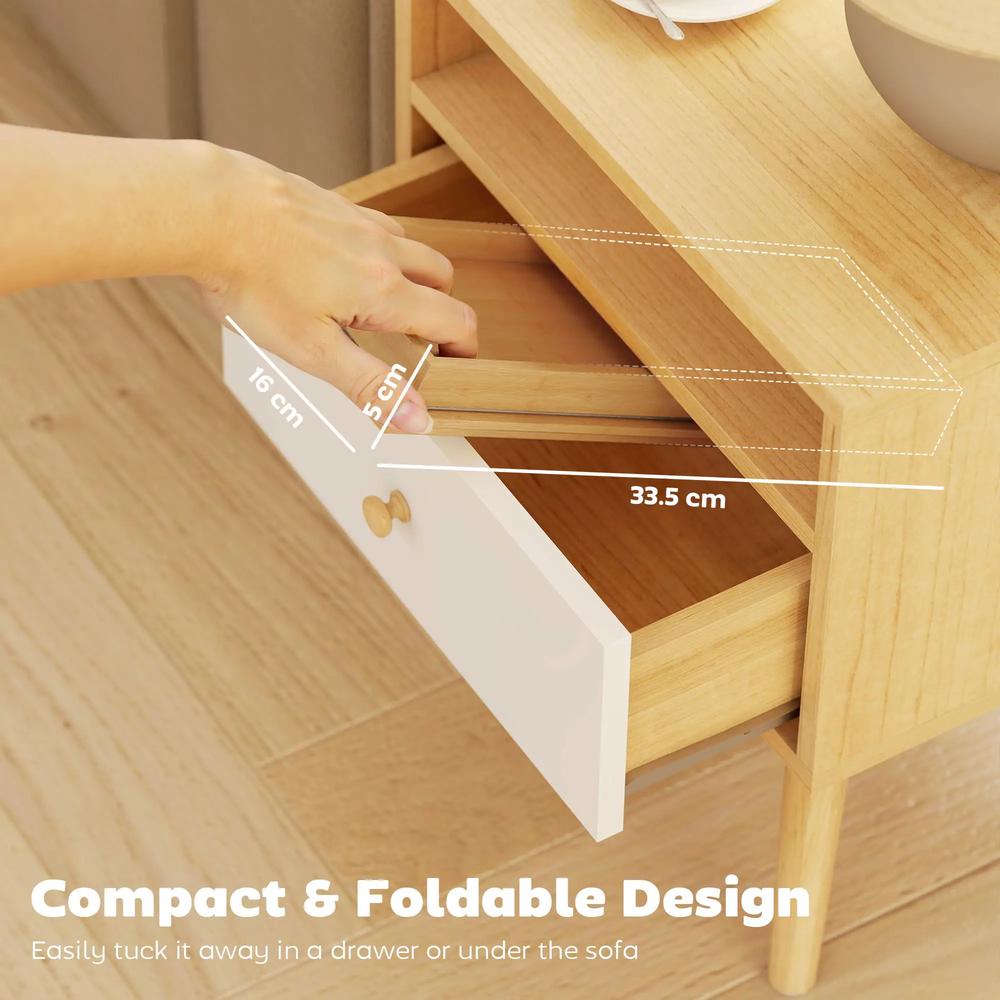 HOMCOM Bamboo Sofa Arm Tray, Foldable Anti-Slip Armrest Tray for Drinks and Snacks, Natural Wood Finish Additional View 7