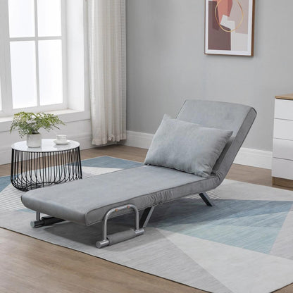 HOMCOM Suedette Adjustable Back Futon Sofa Chair - Grey Additional View 11