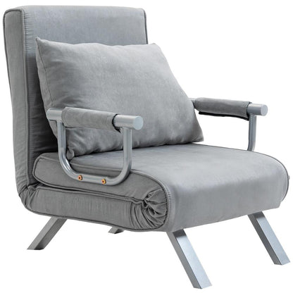 HOMCOM Suedette Adjustable Back Futon Sofa Chair - Grey Additional View 12