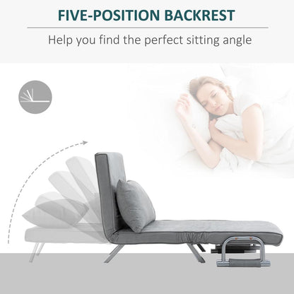 HOMCOM Suedette Adjustable Back Futon Sofa Chair - Grey Additional View 4