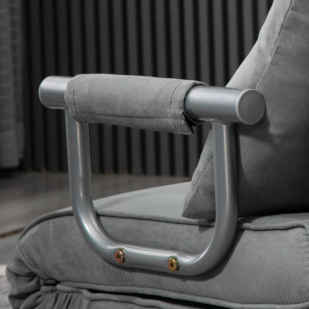 HOMCOM Suedette Adjustable Back Futon Sofa Chair - Grey Additional View 9