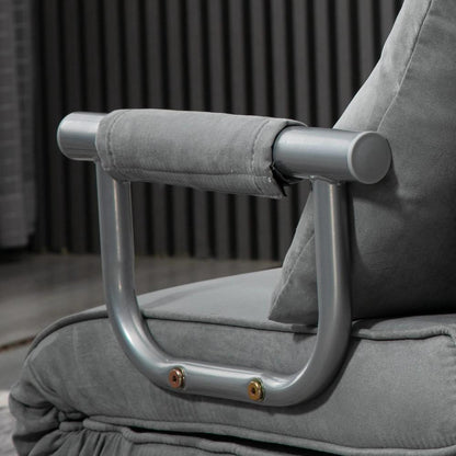 HOMCOM Suedette Adjustable Back Futon Sofa Chair - Grey Additional View 9