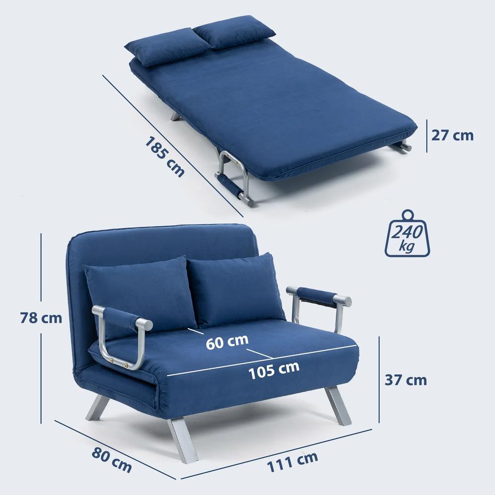 HOMCOM Two-Seater Click-Clack Sofa Bed Additional View 14