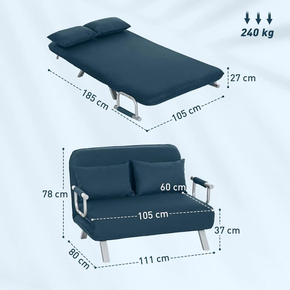 HOMCOM Two-Seater Click-Clack Sofa Bed Additional View 25