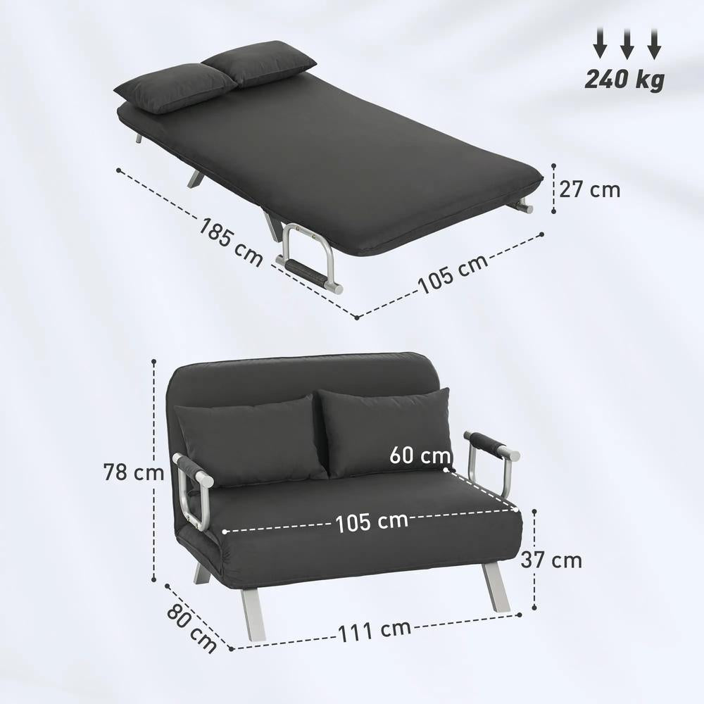 HOMCOM Two-Seater Click-Clack Sofa Bed Additional View 3