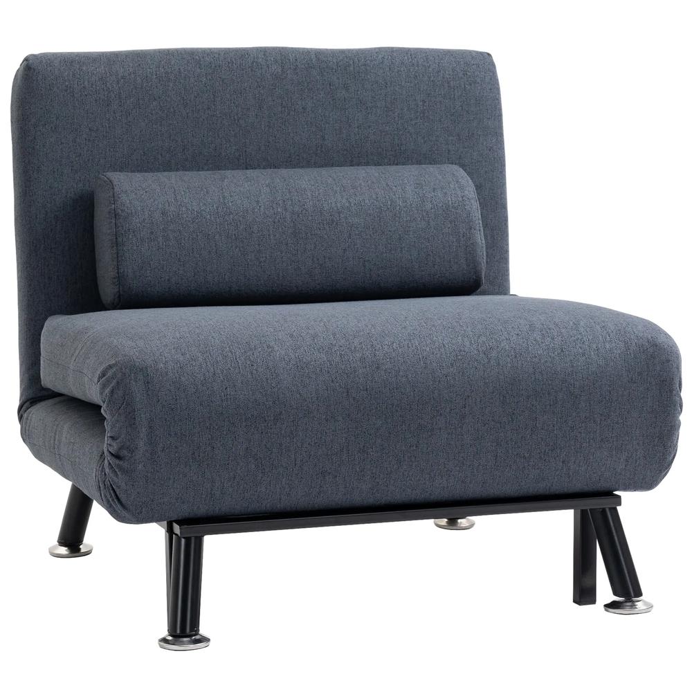 HOMCOM Single Sofa Chair Bed, Linen Fabric 3-in-1 Convertible Sleeper Chair with 5-Position Adjustable Backrest, 75cm Wide Seat, Pillow for Living Room, Bedroom Additional View 11
