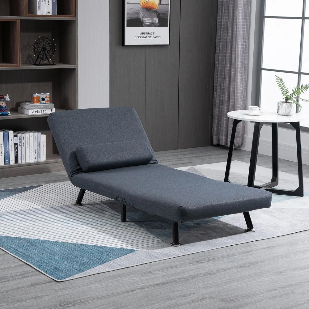 HOMCOM Single Sofa Chair Bed, Linen Fabric 3-in-1 Convertible Sleeper Chair with 5-Position Adjustable Backrest, 75cm Wide Seat, Pillow for Living Room, Bedroom Additional View 13