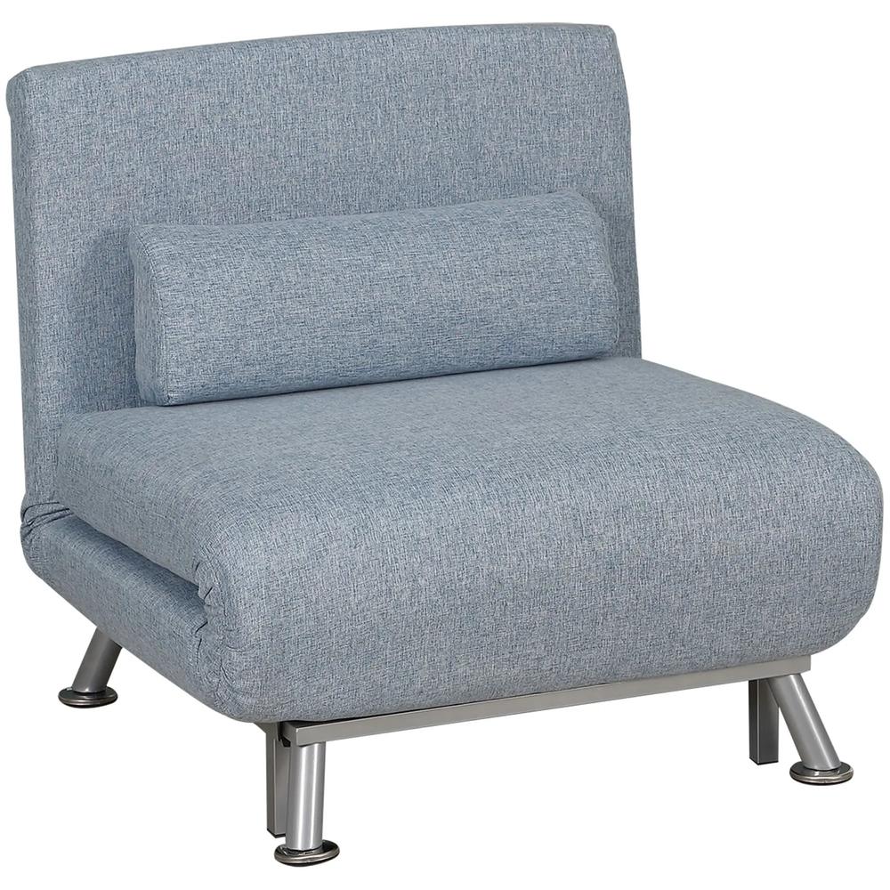 HOMCOM Single Sofa Chair Bed, Linen Fabric 3-in-1 Convertible Sleeper Chair with 5-Position Adjustable Backrest, 75cm Wide Seat, Pillow for Living Room, Bedroom Additional View 15