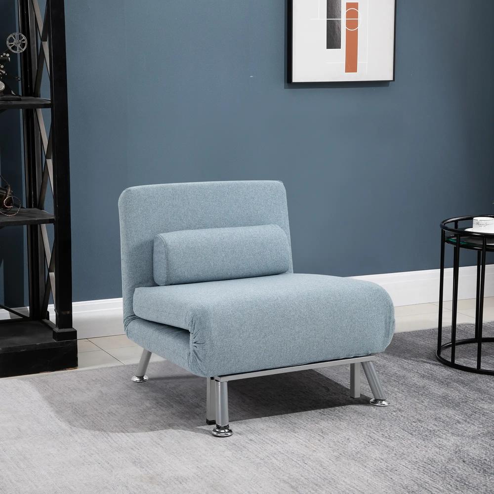 HOMCOM Single Sofa Chair Bed, Linen Fabric 3-in-1 Convertible Sleeper Chair with 5-Position Adjustable Backrest, 75cm Wide Seat, Pillow for Living Room, Bedroom Additional View 16