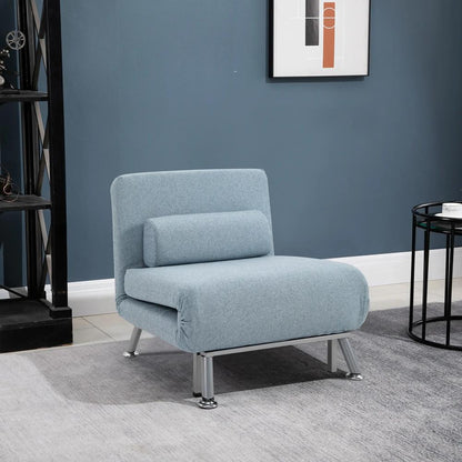 HOMCOM Single Sofa Chair Bed, Linen Fabric 3-in-1 Convertible Sleeper Chair with 5-Position Adjustable Backrest, 75cm Wide Seat, Pillow for Living Room, Bedroom Additional View 16