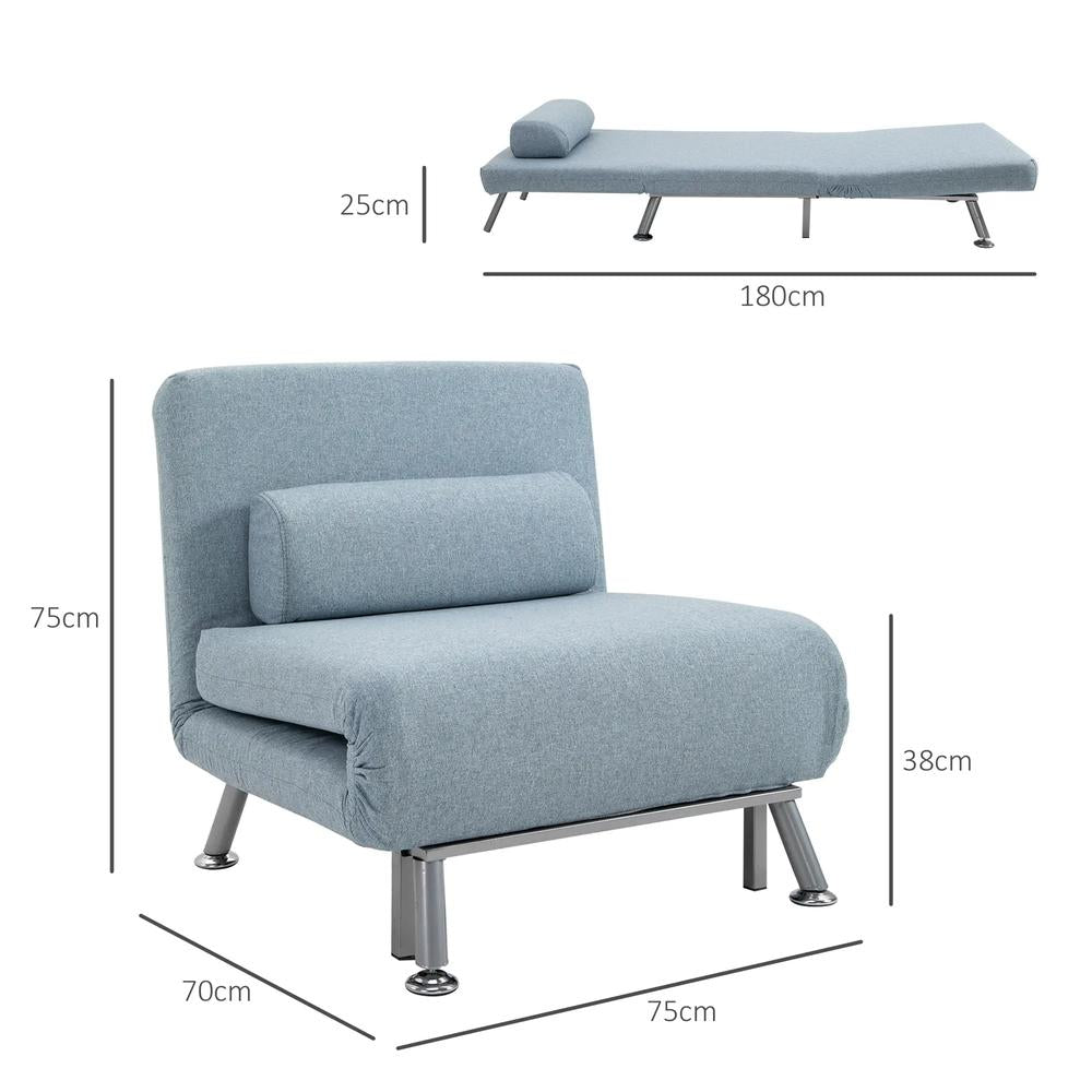 HOMCOM Single Sofa Chair Bed, Linen Fabric 3-in-1 Convertible Sleeper Chair with 5-Position Adjustable Backrest, 75cm Wide Seat, Pillow for Living Room, Bedroom Additional View 17