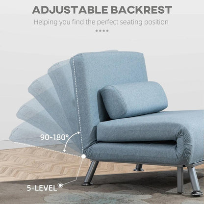 HOMCOM Single Sofa Chair Bed, Linen Fabric 3-in-1 Convertible Sleeper Chair with 5-Position Adjustable Backrest, 75cm Wide Seat, Pillow for Living Room, Bedroom Additional View 18