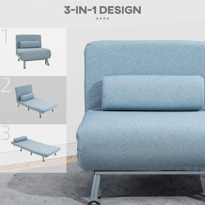 HOMCOM Single Sofa Chair Bed, Linen Fabric 3-in-1 Convertible Sleeper Chair with 5-Position Adjustable Backrest, 75cm Wide Seat, Pillow for Living Room, Bedroom Additional View 20