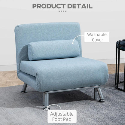 HOMCOM Single Sofa Chair Bed, Linen Fabric 3-in-1 Convertible Sleeper Chair with 5-Position Adjustable Backrest, 75cm Wide Seat, Pillow for Living Room, Bedroom Additional View 21