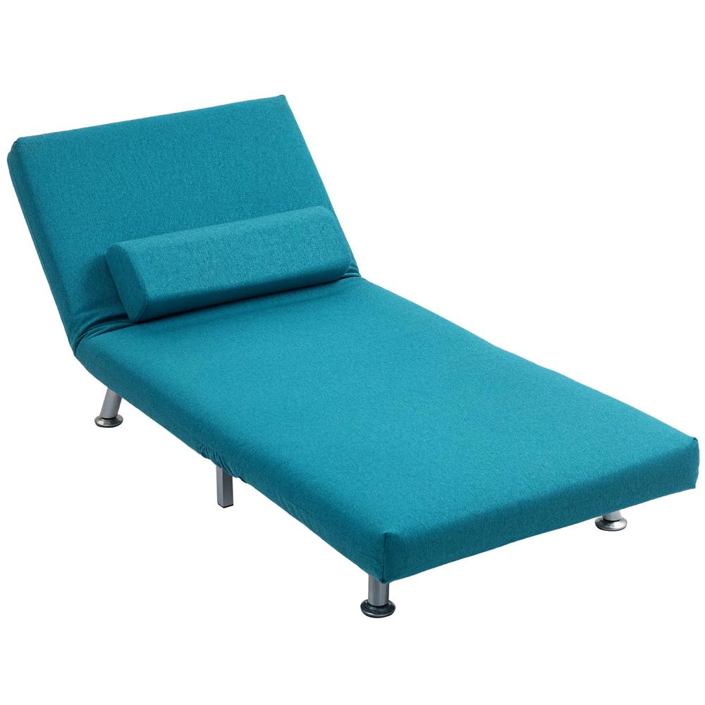 HOMCOM Single Linen-Feel Sleeper Chair - Dark Blue Additional View 11