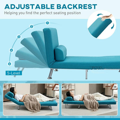HOMCOM Single Linen-Feel Sleeper Chair - Dark Blue Additional View 5