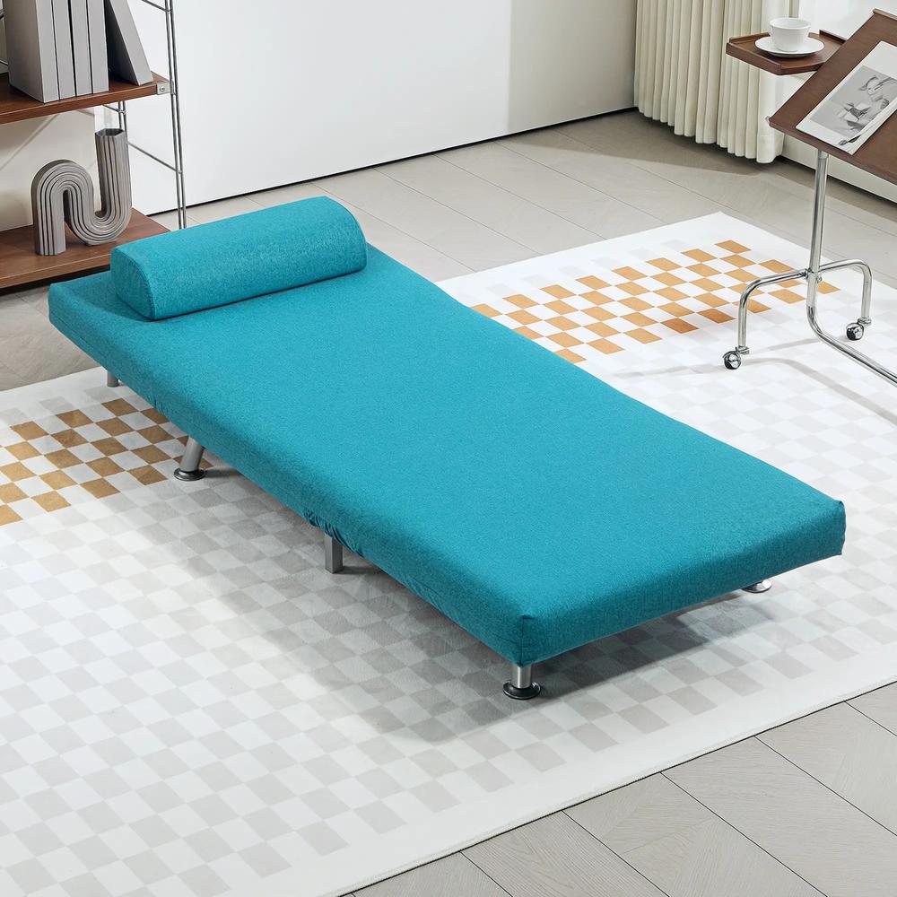 HOMCOM Single Linen-Feel Sleeper Chair - Dark Blue Additional View 8