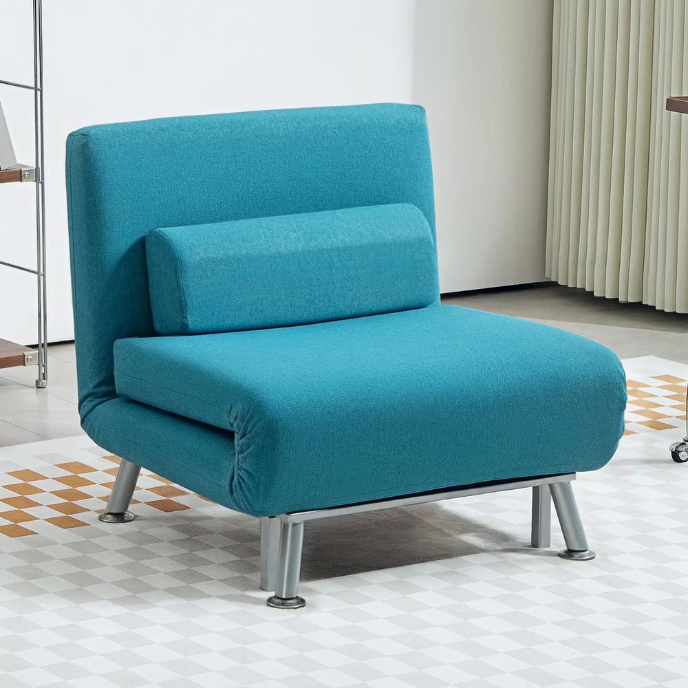 HOMCOM Single Linen-Feel Sleeper Chair - Dark Blue Additional View 10