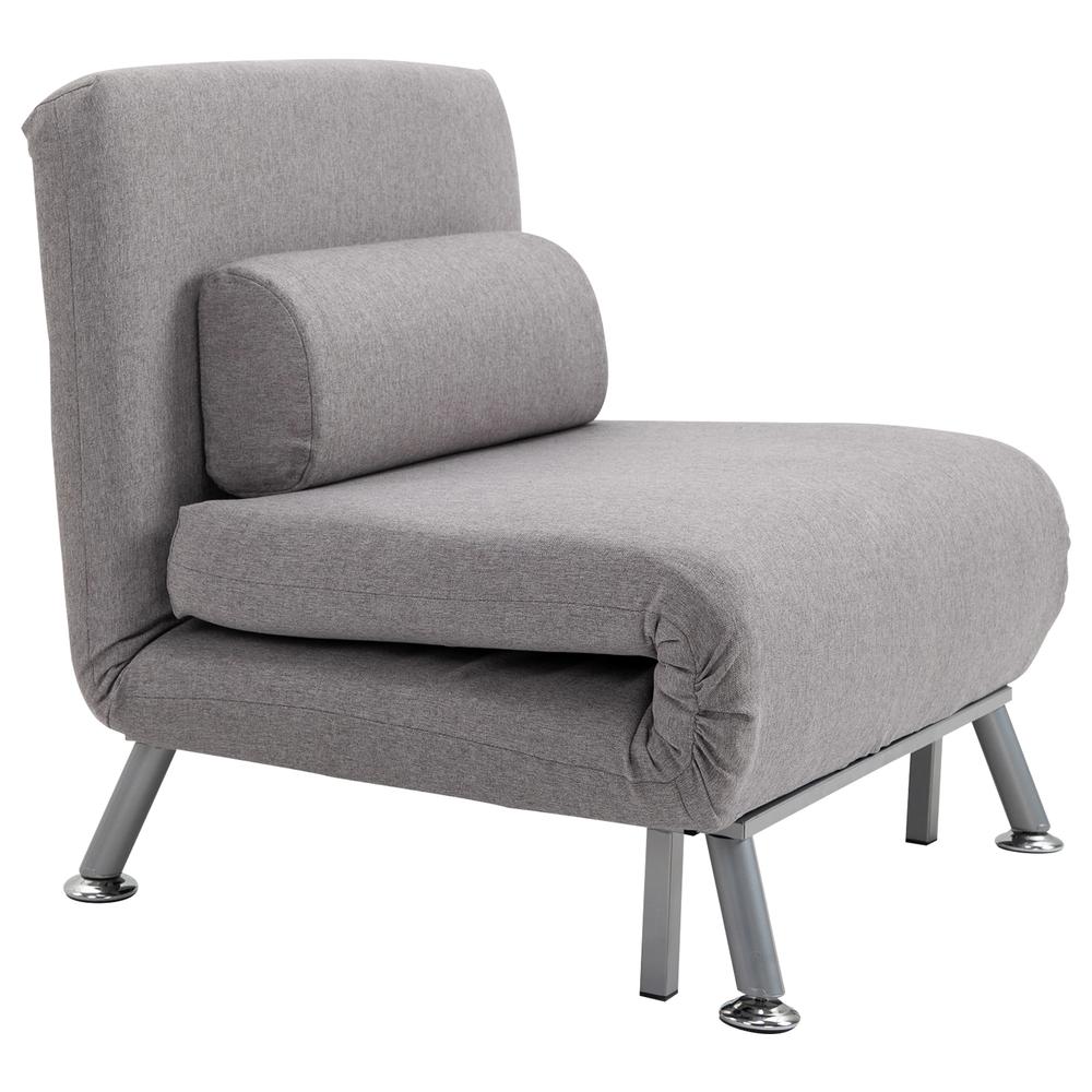 HOMCOM Adjustable Back Futon Sofa Chair - Grey Additional View 11