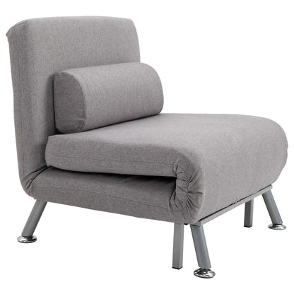 HOMCOM Adjustable Back Futon Sofa Chair - Grey Additional View 11