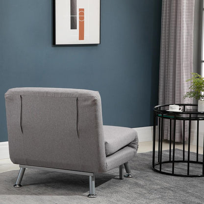 HOMCOM Adjustable Back Futon Sofa Chair - Grey Additional View 8