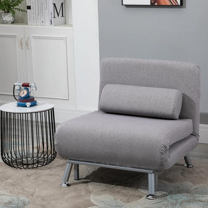 HOMCOM Adjustable Back Futon Sofa Chair - Grey Additional View 10