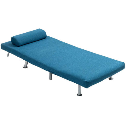HOMCOM Single Linen-Look Sleeper Chair - Blue Additional View 11