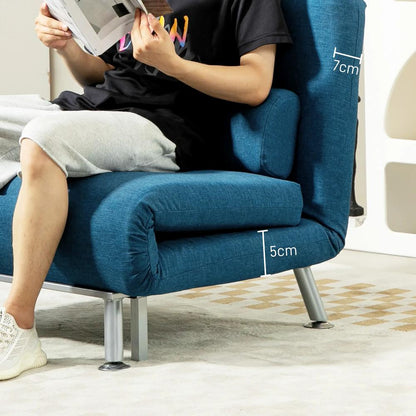 HOMCOM Single Linen-Look Sleeper Chair - Blue Additional View 8